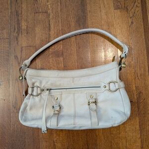 Via Spiga Cream Leather Shoulder Bag